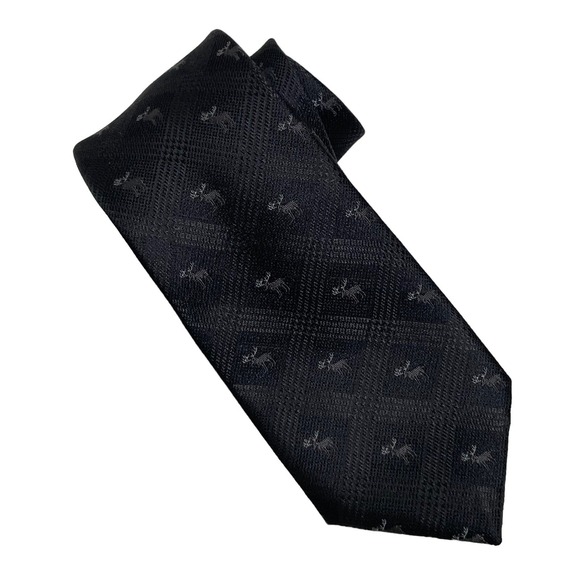 Tommy Hilfiger Novelty Tie Necktie Black Gray Elks 3" - Picture 1 of 3